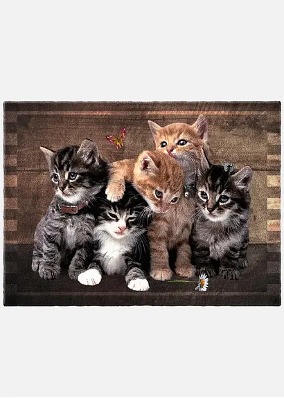 Fußmatte mit Katzenmotiv in braun - bonprix