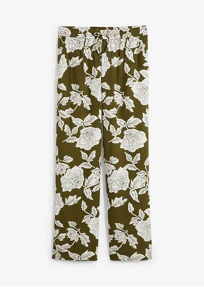Bedruckte Viskose-Palazzo-Hose in grün von vorne - bonprix