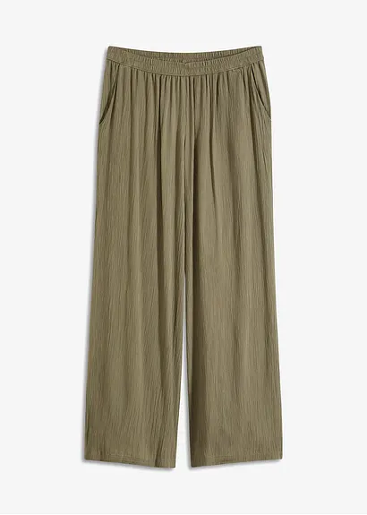Palazzo-Hose aus softer Viskose in grün von vorne - bonprix