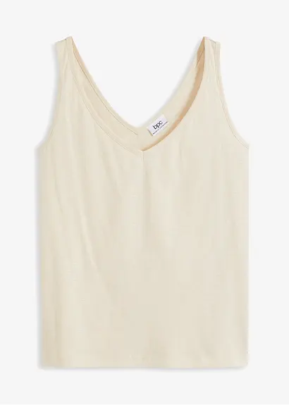 Top aus reiner Bio-Baumwolle in beige von vorne - bonprix