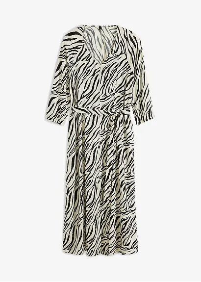 Midikleid aus fließender Viskose in beige von vorne - bonprix