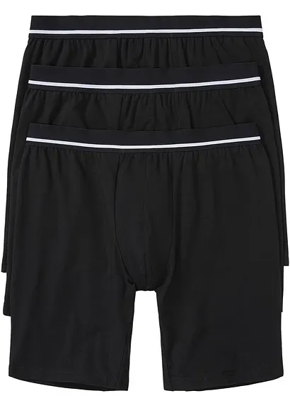 Lange Boxershorts eng (3er Pack) in schwarz von vorne - bonprix