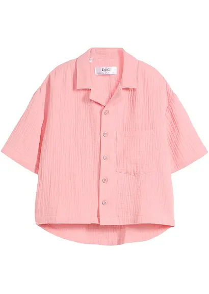 Mädchen Musselin-Bluse aus Baumwolle in rosa von vorne - bpc bonprix collection