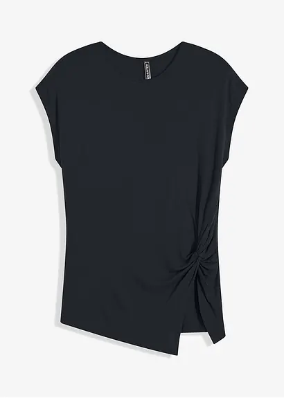 Shirt aus fließender Viskose in schwarz von vorne - bonprix