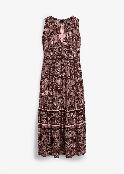 Maxi Web-Kleid aus Viskose in braun von vorne - bonprix