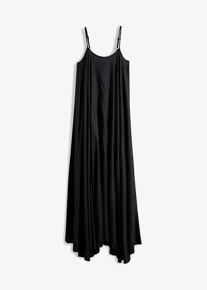 Maxikleid aus feiner Viskose in schwarz von vorne - bonprix