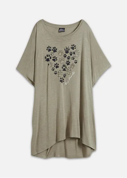Bigshirt mit Druck in leichter Qualität in grün von vorne - bonprix