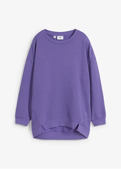 Oversize-Sweatshirt aus weichem Frottee in lila von vorne - bonprix