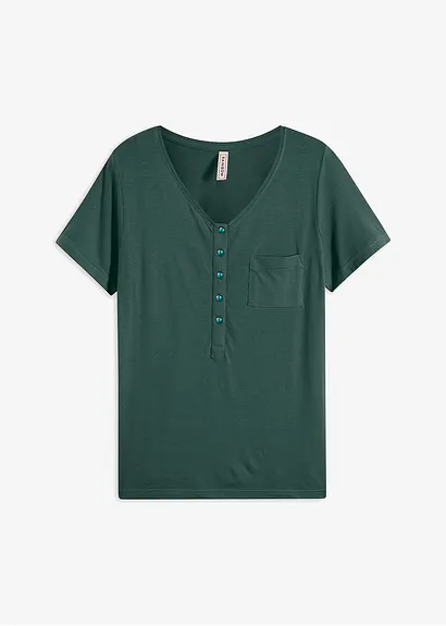 T-Shirt aus Baumwoll-Viskose-Mix in grün von vorne - bonprix