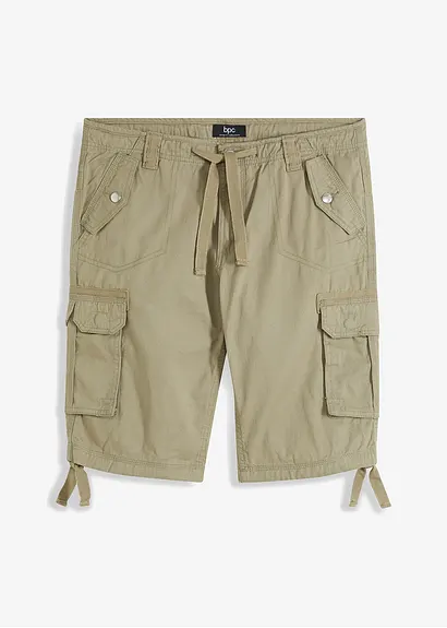 Cargo-Bermuda aus reiner Baumwolle, Regular Fit in grün von vorne - bonprix