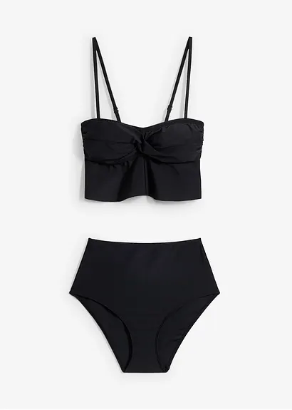 Bandeau Bikini (2-tlg.Set) in schwarz von vorne - bonprix
