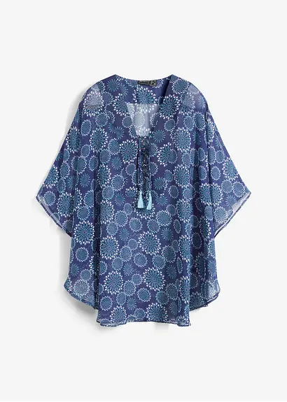 Strandtunika aus leichtem Chiffon in blau von vorne - bonprix