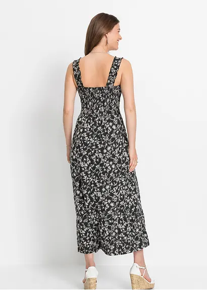 Trägerkleid aus Viskose-Mix in schwarz von hinten (Totalaufnahme) - bonprix