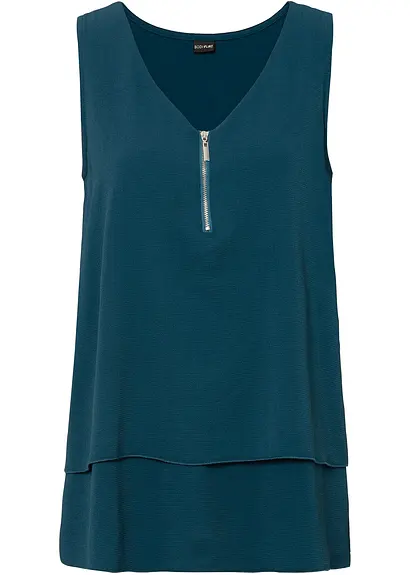 Top mit Zipper aus nachhaltige Viskose in petrol von vorne - bonprix