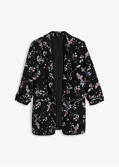 Bedruckter Longblazer in schwarz von vorne - bonprix
