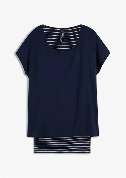 2-in-1-Shirt in blau von vorne - bonprix