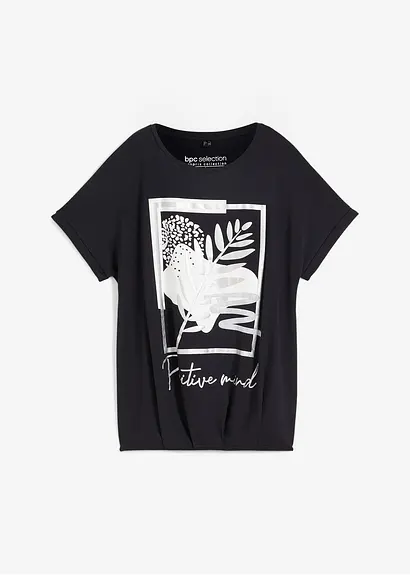 Shirt mit Druck in schwarz von vorne - bonprix