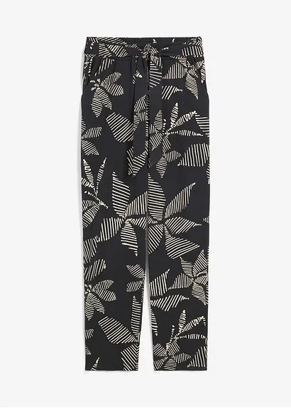 Schlupfhose mit Bindeband in schwarz von vorne - bonprix