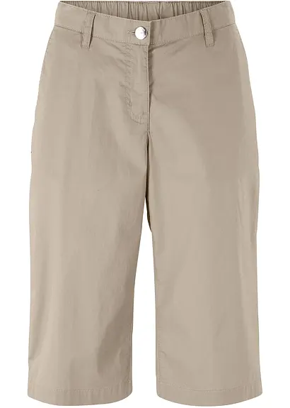 UV-Schutz Long-Bermuda mit elastischem Bund in beige von vorne - bonprix