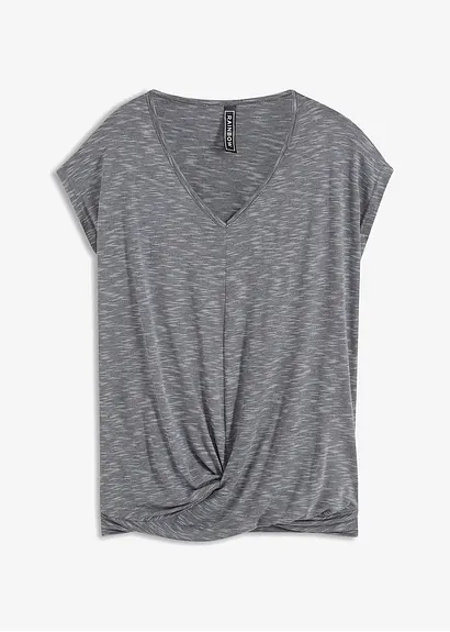 Shirt mit Knoteneffekt in grau von vorne - bonprix