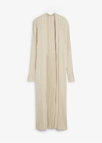 Strickmantel mit Seidenanteil in beige von vorne - bonprix