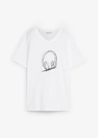 Longshirt, bedruckt in weiß von vorne - bonprix