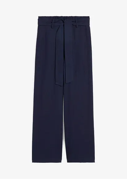 Culotte aus luftigem Leinen-Mix in blau von vorne - bonprix