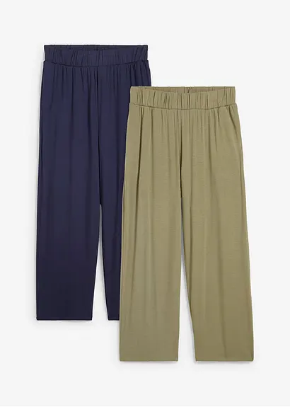 7/8- Shirthose, High-Waist, 2er-Pack in blau von vorne - bonprix