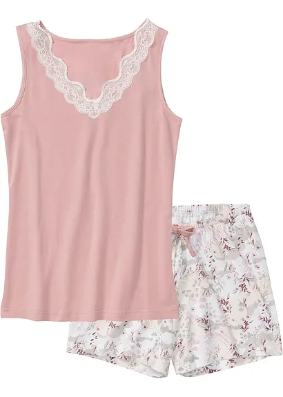 Shorty mit feiner Spitze in rosa von vorne - bonprix