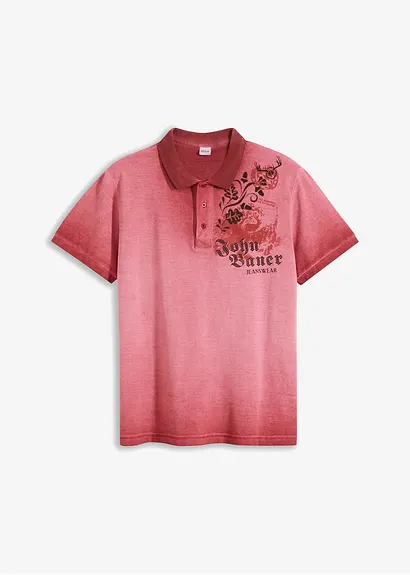 Piquè-Poloshirt, Kurzarm, Loose Fit in rot von vorne - bonprix