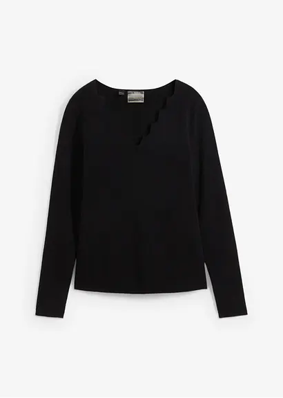 Feinstrickpullover in schwarz von vorne - bonprix