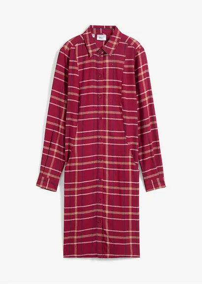 Flanell-Hemdkleid mit Karomuster in rot von vorne - bonprix
