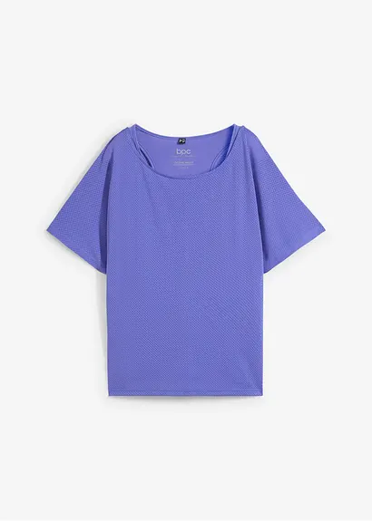 Sport-Top mit Mesh-Shirt (2-tlg. Set) in lila von vorne - bonprix