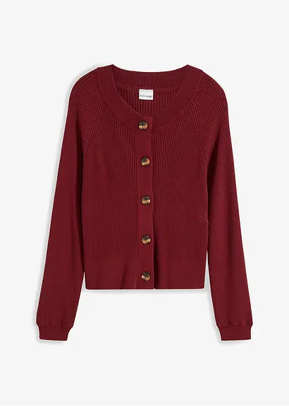 Ripp-Strickjacke in rot von vorne - bonprix