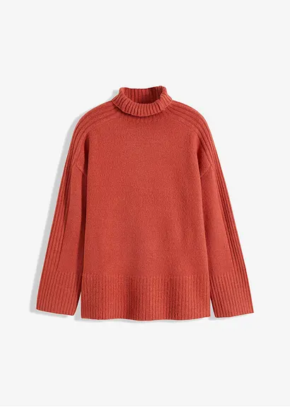 Langer Pullover in rosa von vorne - bonprix