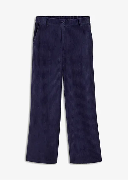 Weite Hose aus Ripp-Samt in blau von vorne - bonprix