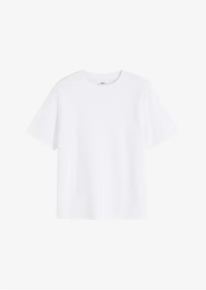 T-Shirt aus reiner schwerer Bio-Baumwolle in weiß von vorne - bonprix