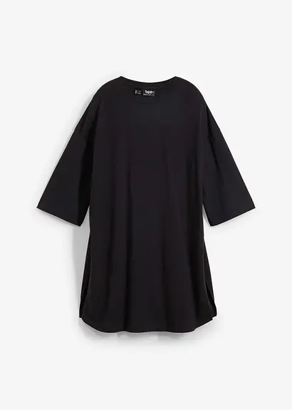 Oversize-Longshirt aus reiner Bio-Baumwolle in schwarz von vorne - bonprix