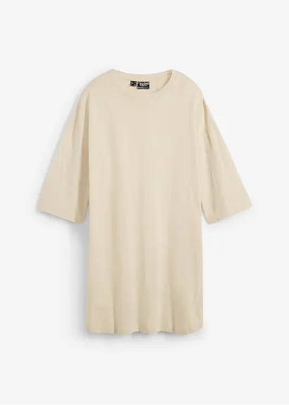Oversize-Longshirt aus reiner Bio-Baumwolle in grau von vorne - bonprix