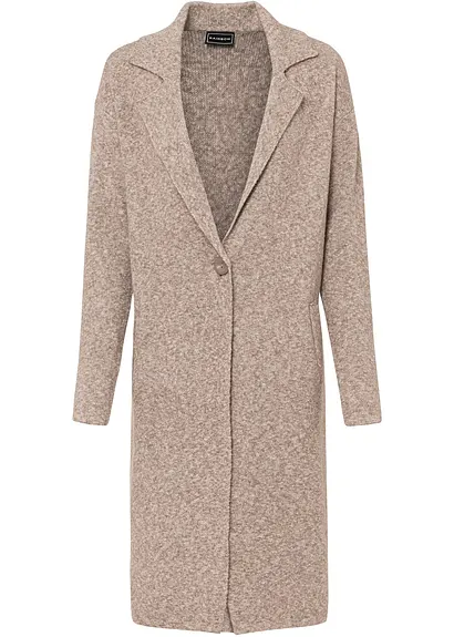 Langer Strickmantel im Loose Fit in braun von vorne - bonprix