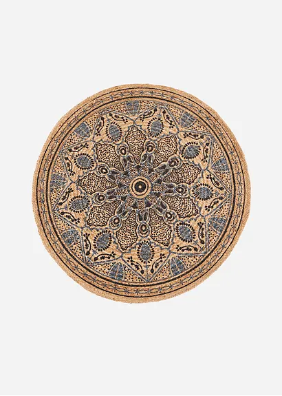 Runder Kelim-Teppich in Orientmusterung in beige von vorne - bonprix