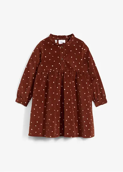 Mädchen Baumwoll-Cordkleid in braun von vorne - bonprix