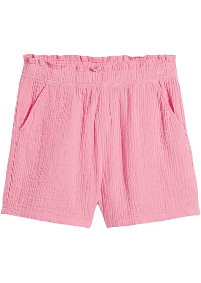 Mädchen Musselin-Shorts aus Baumwolle in rosa von vorne - bonprix