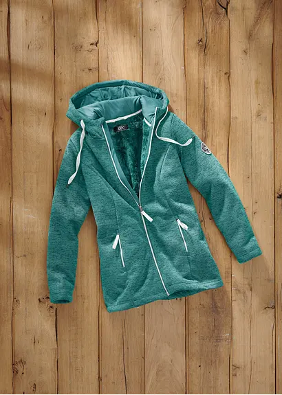 Strickfleecejacke mit Teddyfleece-Futter in grün - bonprix