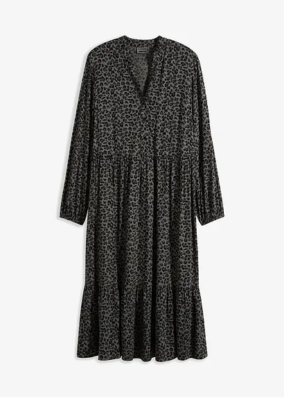 Midikleid aus Viskose in grau von vorne - bonprix