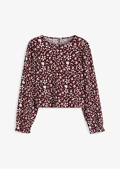 Bedrucktes Langarmshirt in rot von vorne - bonprix