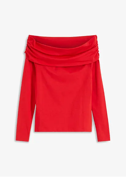 Carmenshirt mit Raffung in rot von vorne - bonprix