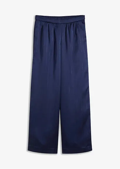 Marlenehose mit Glitzereffekt in blau von vorne - bonprix