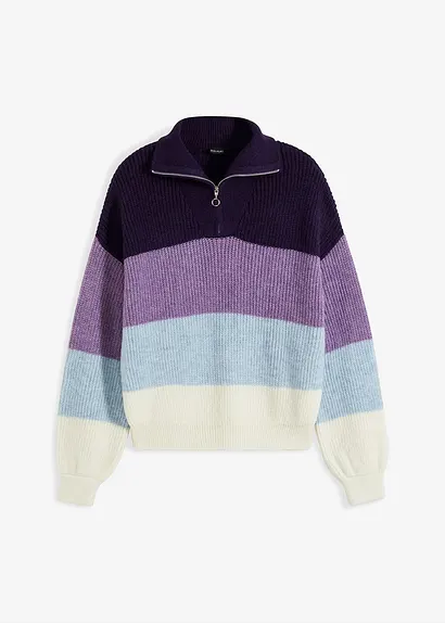 Troyer Pullover in lila von vorne - bonprix