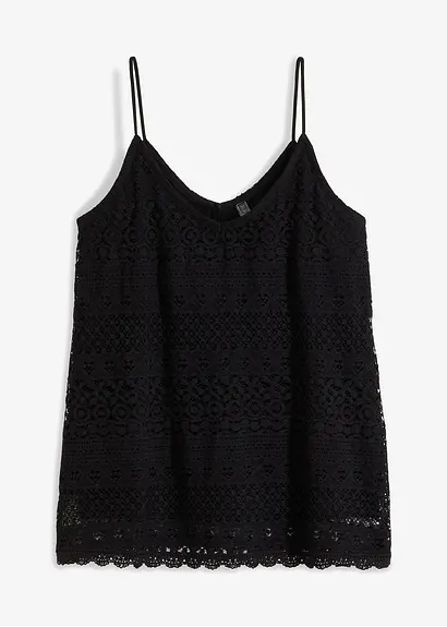 Top aus Spitze in schwarz von vorne - bonprix
